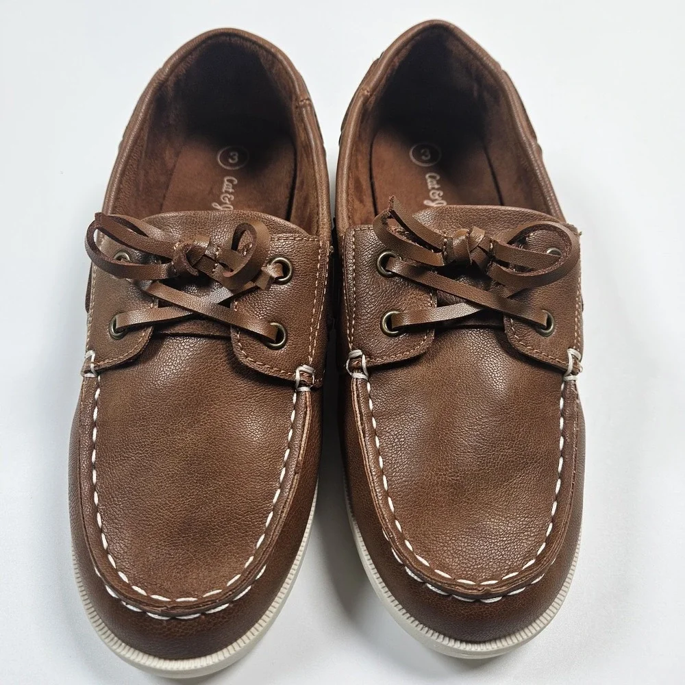 NEW Cat & Jack Toddler Boys Abbott Flats Slip On Loafers Brown Sz 3